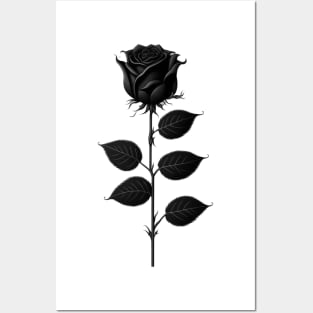 black and white rose Posters and Art